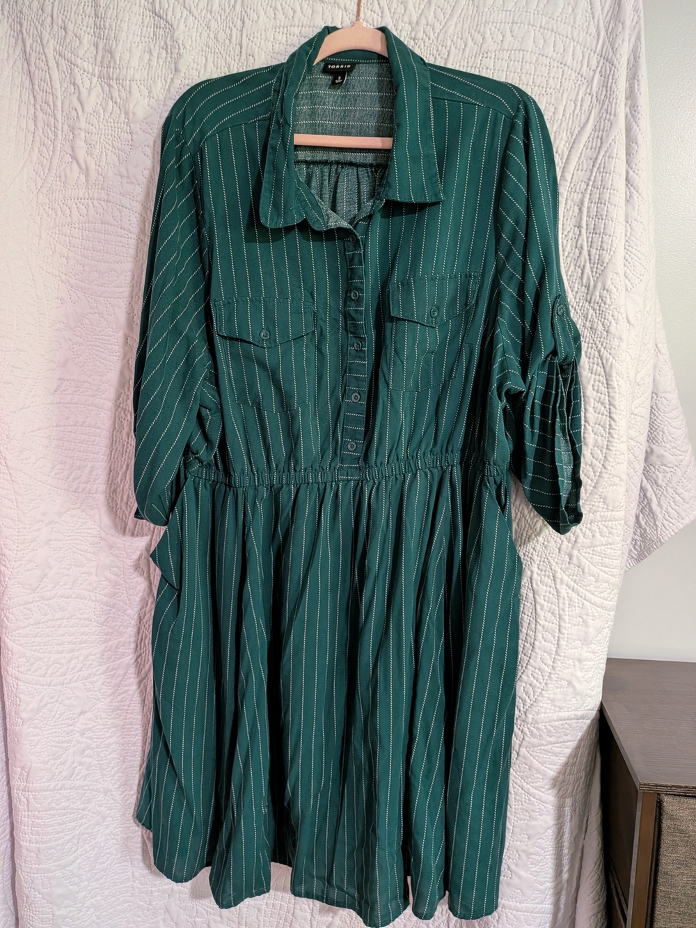 torrid Green Pinstripe Shirt Dress